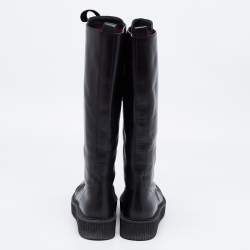مملوكة مسبقًا Marc by Marc Jacobs Black Leather Lace Up Knee High Boots Size 38