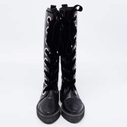 مملوكة مسبقًا Marc by Marc Jacobs Black Leather Lace Up Knee High Boots Size 38