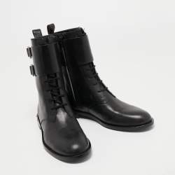 مملوكة مسبقًا Marc by Marc Jacobs Black Leather Lace Up Ankle Length Boots Size 36