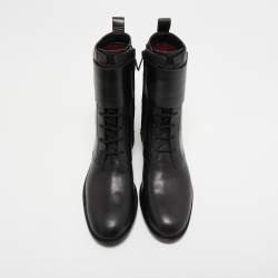 مملوكة مسبقًا Marc by Marc Jacobs Black Leather Lace Up Ankle Length Boots Size 36