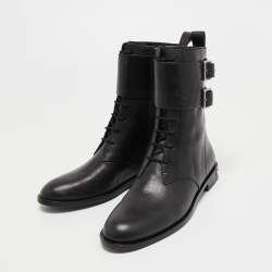 مملوكة مسبقًا Marc by Marc Jacobs Black Leather Lace Up Ankle Length Boots Size 36