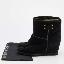 مملوكة مسبقًا Marc By Marc Jacobs Black Suede Wedge Ankle Length Boots Size 38.5