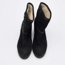 مملوكة مسبقًا Marc By Marc Jacobs Black Suede Wedge Ankle Length Boots Size 38.5