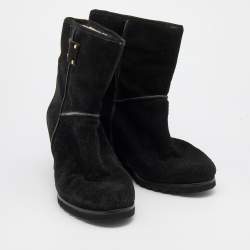 مملوكة مسبقًا Marc By Marc Jacobs Black Suede Wedge Ankle Length Boots Size 38.5