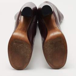 Pre Owned Marc by Marc Jacobs Burgundy Leather Knee Length Boots Size 38