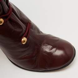 Pre Owned Marc by Marc Jacobs Burgundy Leather Knee Length Boots Size 38