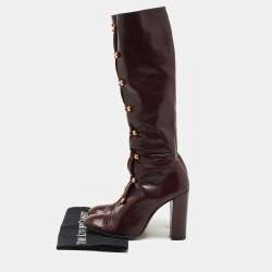 Pre Owned Marc by Marc Jacobs Burgundy Leather Knee Length Boots Size 38