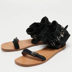 مملوكة مسبقًا Marc by Marc Jacobs Black Suede Ankle Cuff Flat Sandals Size 39