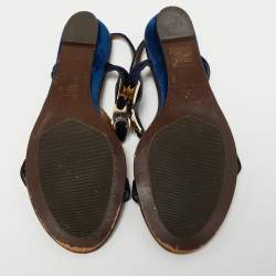 مملوكة مسبقًا Marc by Marc Jacobs Blue Satin Ankle Strap Sandals Size 40