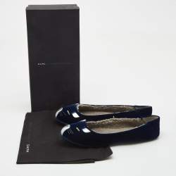Marc by Marc Jacobs Navy Blue Velvet and Leather Cat Ballet Flats Size 36.5