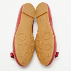 Pre Owned Marc by Marc Jacobs Red Leather Ballet Flats Size 36.5