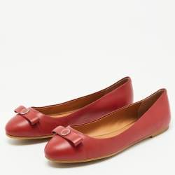 Pre Owned Marc by Marc Jacobs Red Leather Ballet Flats Size 36.5
