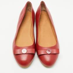 Pre Owned Marc by Marc Jacobs Red Leather Ballet Flats Size 36.5