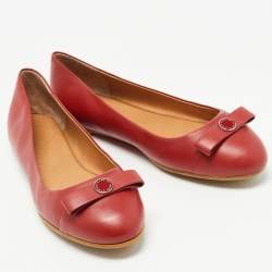 Pre Owned Marc by Marc Jacobs Red Leather Ballet Flats Size 36.5