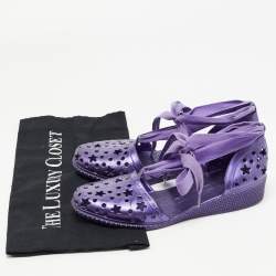 Marc by Marc Jacobs Purple Laser Cut Rubber Ankle Tie Flats Size 37