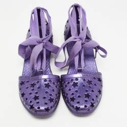 Marc by Marc Jacobs Purple Laser Cut Rubber Ankle Tie Flats Size 37