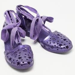 Marc by Marc Jacobs Purple Laser Cut Rubber Ankle Tie Flats Size 37