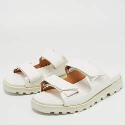 Pre Owned Marc By Marc Jacobs White Leather Slides Size 37