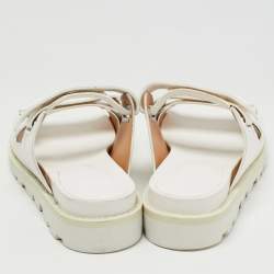 Pre Owned Marc By Marc Jacobs White Leather Slides Size 37