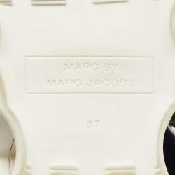 مملوكة مسبقًا Marc by Marc Jacobs Black Python Embossed Leather Ninj Crystal Embellished Ankle Strap Sandals Size 37