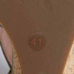 Pre Owned صندل مارك باي مارك جاكوبس قماش مورد أخضر/وردي كعب روكي نعل سميك سير كاحل مقاس 38