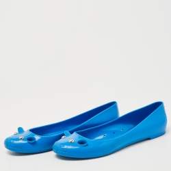 Pre Owned Marc by Marc Jacobs Blue Jelly Mouse Ballet Flats Size 36