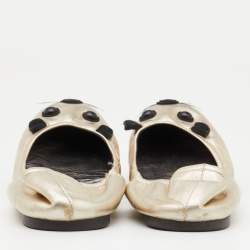 Pre Owned Marc by Marc Jacobs Gold/Black Leather Mouse Ballet Flats Size 40