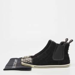 Pre Owned Marc by Marc Jacobs Black Suede Studded High Top Sneakers Size 38