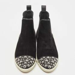 Pre Owned Marc by Marc Jacobs Black Suede Studded High Top Sneakers Size 38