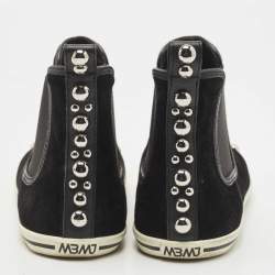 Pre Owned Marc by Marc Jacobs Black Suede Studded High Top Sneakers Size 38