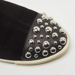 Pre Owned Marc by Marc Jacobs Black Suede Studded High Top Sneakers Size 38