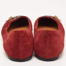 مملوكة مسبقًا Marc by Marc Jacobs Red Suede and Patent Leather Zipper Ballet Flats Size 39