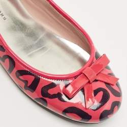 Marc by Marc Jacobs Pink/Black Heart Patent Leather Bow Ballet Flats Size 36