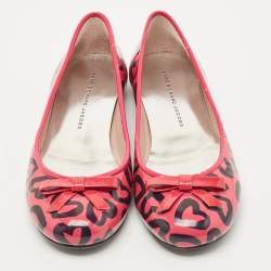 Marc by Marc Jacobs Pink/Black Heart Patent Leather Bow Ballet Flats Size 36