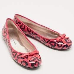 Marc by Marc Jacobs Pink/Black Heart Patent Leather Bow Ballet Flats Size 36