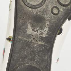 Pre Owned Marc by Marc Jacobs White Multicolor Bird Printed Leather Round Toe Ballet Flats Size 36