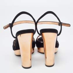مملوكة مسبقًا Marc by Marc Jacobs Black Suede Block Heel Sandals Size 39.5