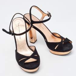 مملوكة مسبقًا Marc by Marc Jacobs Black Suede Block Heel Sandals Size 39.5