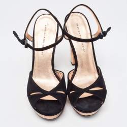 مملوكة مسبقًا Marc by Marc Jacobs Black Suede Block Heel Sandals Size 39.5