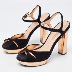 مملوكة مسبقًا Marc by Marc Jacobs Black Suede Block Heel Sandals Size 39.5