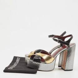 Pre Owned Marc by Marc Jacobs Tricolor Python Embossed Leather Platform Block Heel Sandals Size 40