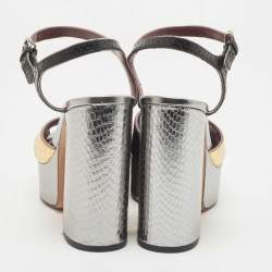 Pre Owned Marc by Marc Jacobs Tricolor Python Embossed Leather Platform Block Heel Sandals Size 40