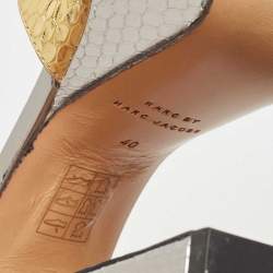 Pre Owned Marc by Marc Jacobs Tricolor Python Embossed Leather Platform Block Heel Sandals Size 40