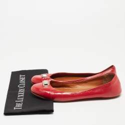 Pre Owned Marc by Marc Jacobs Red Patent Leather Ballet Flats Size 41