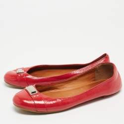 Pre Owned Marc by Marc Jacobs Red Patent Leather Ballet Flats Size 41