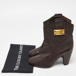 Pre Owned Marc by Marc Jacobs Brown Leather Ankle Boots Size 38