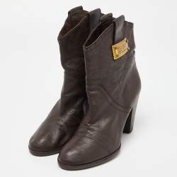 Pre Owned Marc by Marc Jacobs Brown Leather Ankle Boots Size 38