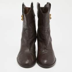 Pre Owned Marc by Marc Jacobs Brown Leather Ankle Boots Size 38
