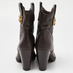 Pre Owned Marc by Marc Jacobs Brown Leather Ankle Boots Size 38