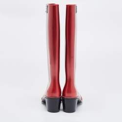 مملوكة مسبقًا Marc by Marc Jacobs Red Rubber Block Heel Knee Length Boots Size 37